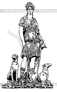 Ink drawing of old historical statue of Lviv - vector clipart