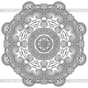 Circle ornament, black and white ornamental round - vector clipart