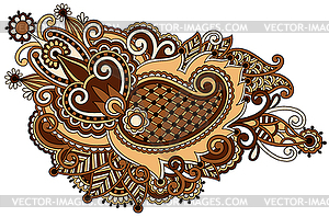 Original hand draw line art ornate flower design. - vector image