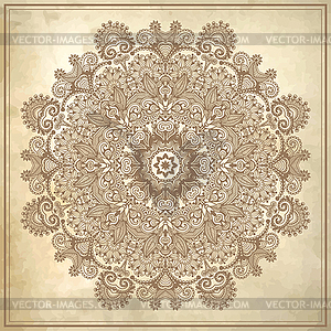 Flower circle design on grunge background with - vector clipart