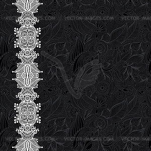 Black and white ornate floral background with - vector image