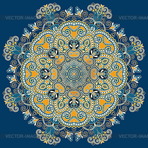 Circle ornament, ornamental round lace - vector image
