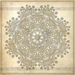 Flower circle design on grunge background with - vector image