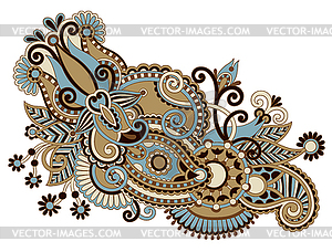 Original hand draw line art ornate flower design. - vector clipart