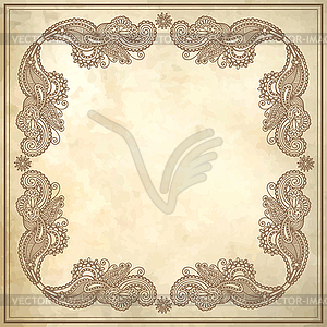 Flower frame design on grunge background - vector image