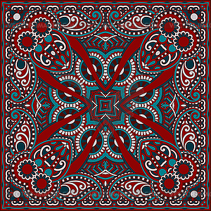 Traditional ornamental floral paisley bandanna - vector clipart