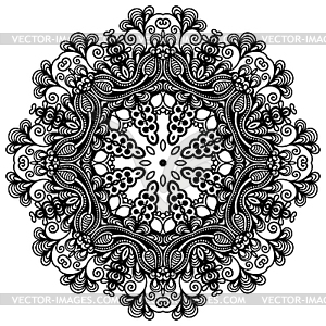 Circle lace ornament, round ornamental geometric - vector image