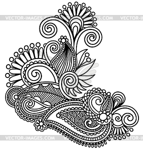 Original hand draw line art ornate flower design. - vector clip art