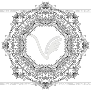 Circle lace ornament, round ornamental geometric - vector image