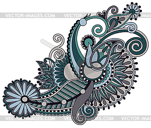 Original hand draw line art ornate flower design. - vector clipart