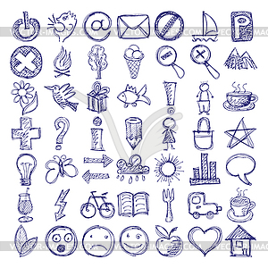 Set of 49 hand draw web icon design elements - vector clipart