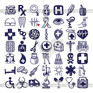 49 hand drawing icon set, medical theme - vector clipart