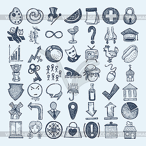 49 hand drawing icon set - vector clipart