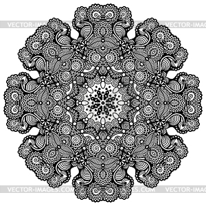Орнамент круг кружева, круглых декоративных геометрических - черно-белый векторный клипарт