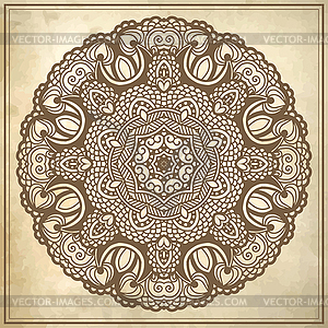 Flower circle design on grunge background with - vector clip art