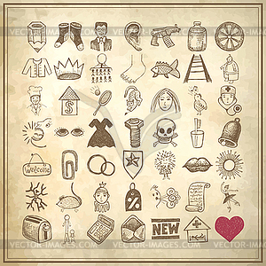 49 hand drawing doodle icon set - vector clip art