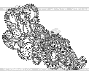 Original hand draw line art ornate flower design. - vector EPS clipart