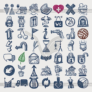 49 hand drawing doodle icon set - vector image