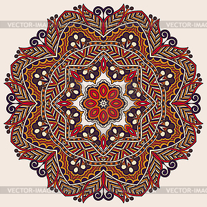 Circle lace ornament, round ornamental geometric - vector clipart