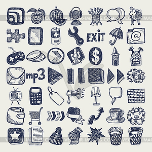 49 hand drawing doodle icon set - vector image