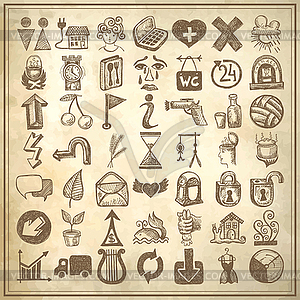 49 hand drawing doodle icon set - stock vector clipart