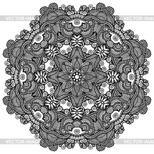 Circle lace ornament, round ornamental geometric - vector image