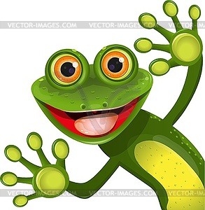 Merry green frog - vector clip art