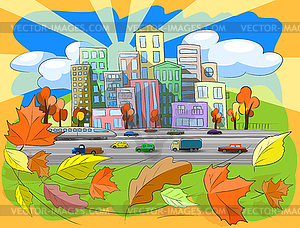 Autumn city - vector image