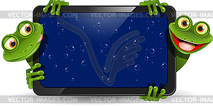 Frog with gadget - vector image