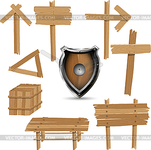 Wooden objects - vector image