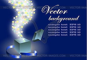 Open magic gift box with fly stars, - vector clip art