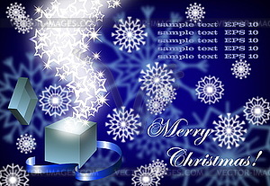 Christmas background with magic open gift box , - vector image