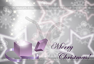 Christmas background with magic open gift box , - vector image