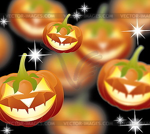 Halloween pumpkins, Jack of Lantern on night - vector clip art