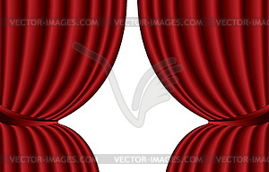 Red theater silk curtain background with wave, - vector clip art