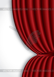 Red theater silk curtain background with wave, - vector clip art