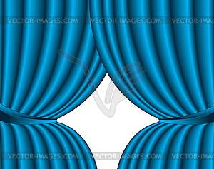 Синий театр занавес шелка фон с волной, - цветной векторный клипарт