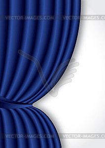 Blue theater silk curtain background with wave, - vector image