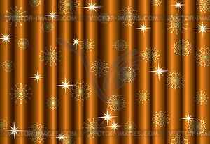 Christmas gold curtain background with snowflakes, - vector clip art