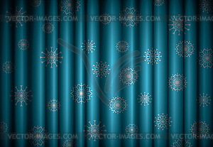Christmas blue curtain background with snowflakes, - vector clipart