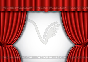 Red theater silk curtain - vector image