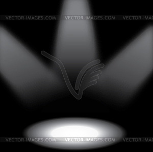 Stage lights with spotlight on black - vector clip art