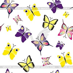 Seamless pattern with colorful butterflies, - vector clip art