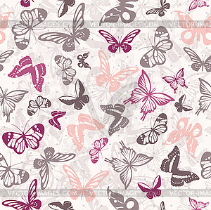 Seamless pattern with butterflies - vector clip art