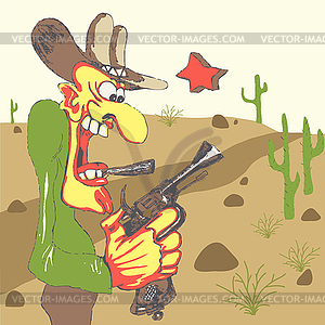 Western sheriff in western landscape - vector clip art