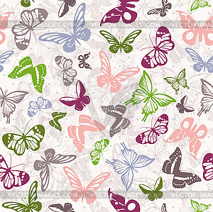 Seamless pattern with butterflies - vector clip art