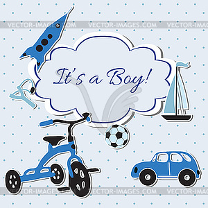 Card with boy toys - vector image