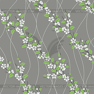 Seamless pattern with sakura branch - vector image