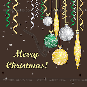 Card with Christmas balls - vector clip art