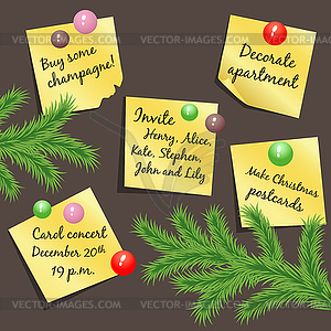 Various flyers hanging on board - vector clipart